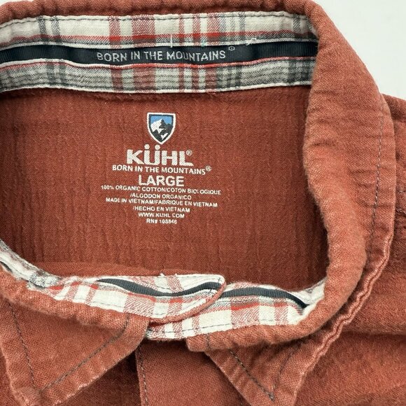 Kuhl Mens L Burnt Orange Rugged Short Sleeve Shirt Born In The Mountains - Picture 5 of 8